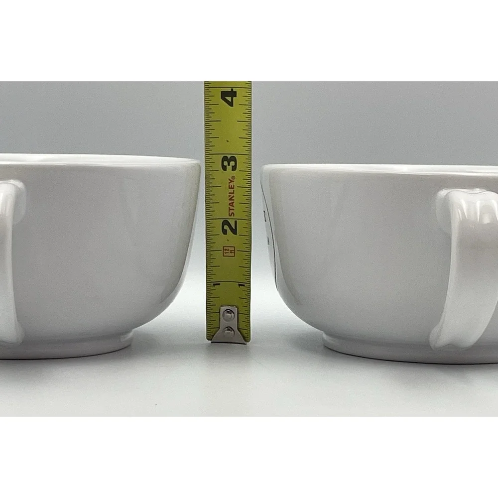 Pottery Barn Latte Bowl Mug Set of 2‎ White 16 oz Coffee Soup Cups O22849